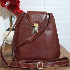 Vintage 1980s Jil Sander brown Leather Shoulder Bag VIEW PICS + DESCRIPTION